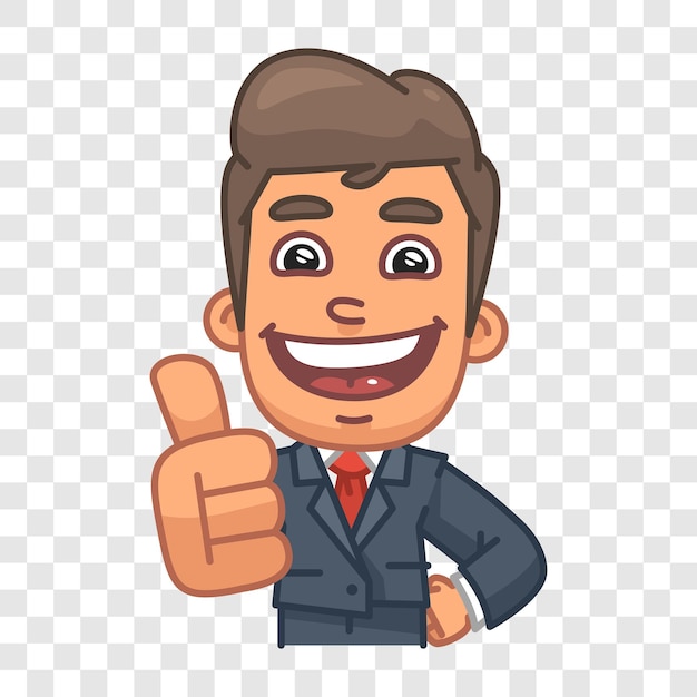 Businessman laughing and showing thumbs up funny character vector character