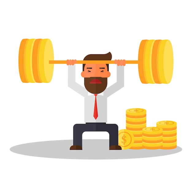 Businessman lifting coins