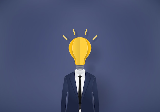 Businessman light bulb, Paper cut