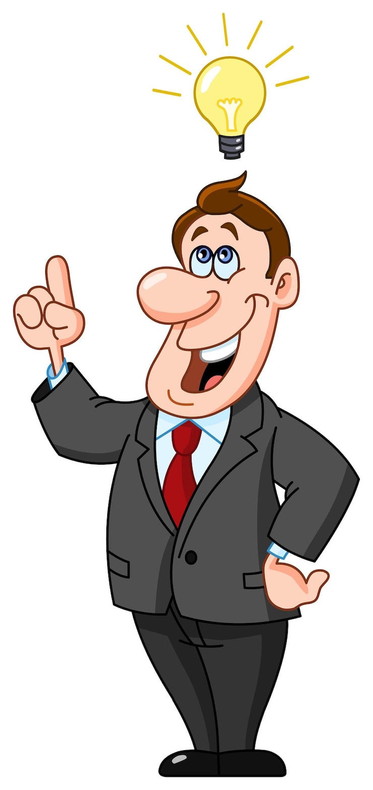 Vector businessman under a light bulb