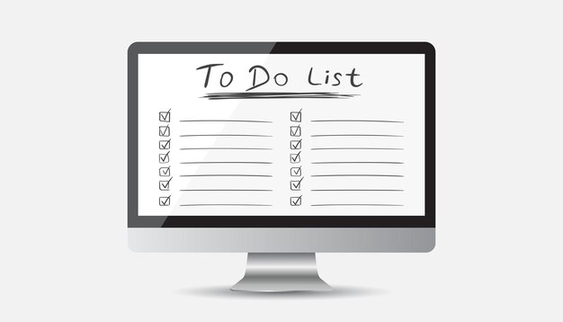 Businessman to do list checklist with computer Check list icon flat vector illustration