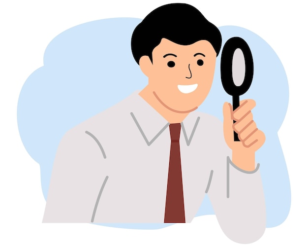 businessman looking using a magnifying glass