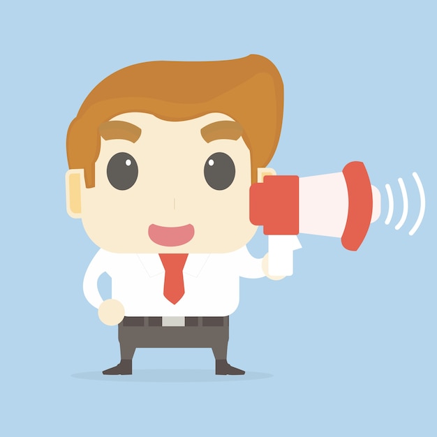 Vector businessman megaphone to communication,business concept