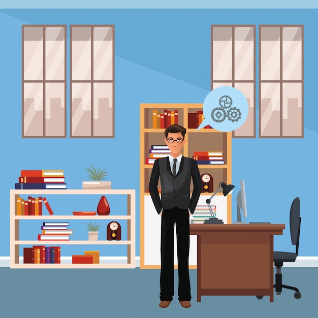 Vector businessman at office