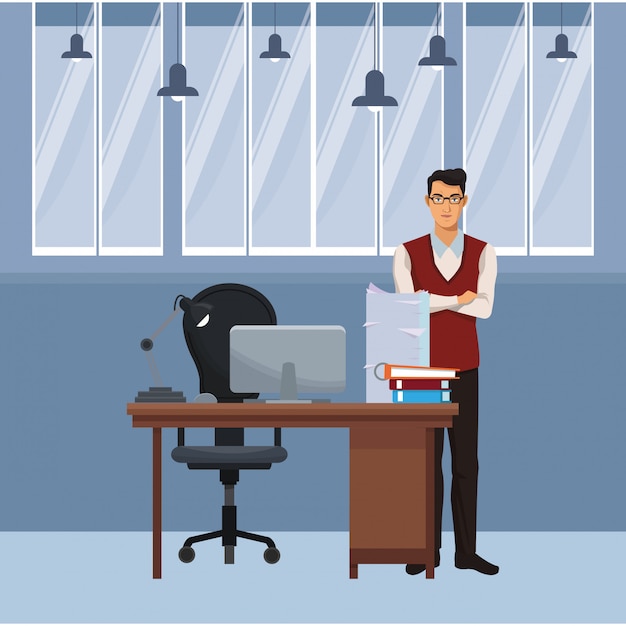 Vector businessman at office