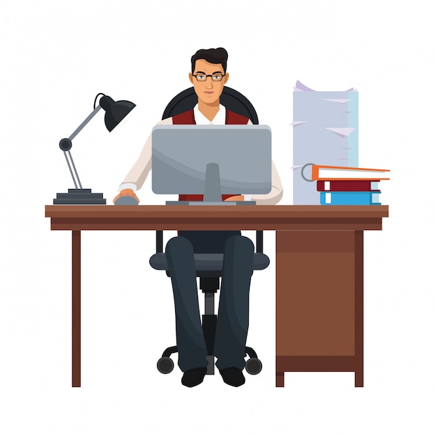 Vector businessman at office