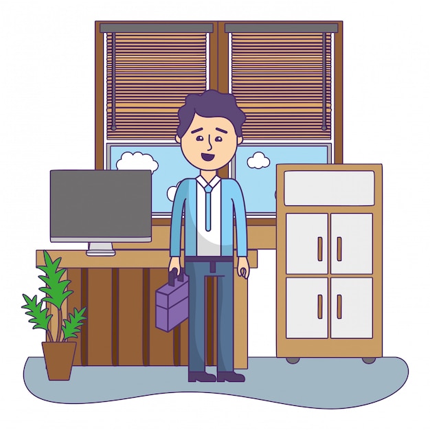 Vector businessman at office