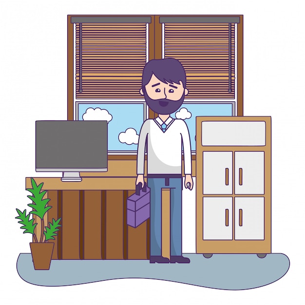 Vector businessman at office