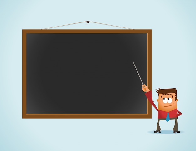 Vector businessman pointing a blackboard