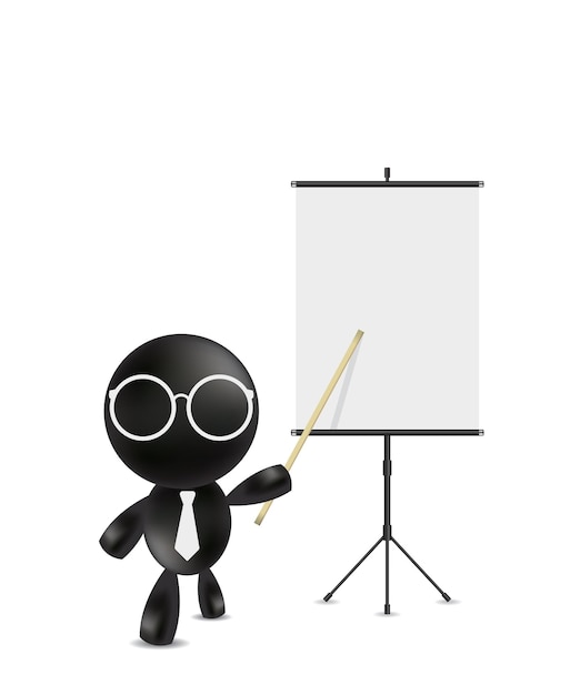 Businessman pointing at blank projection screen banner