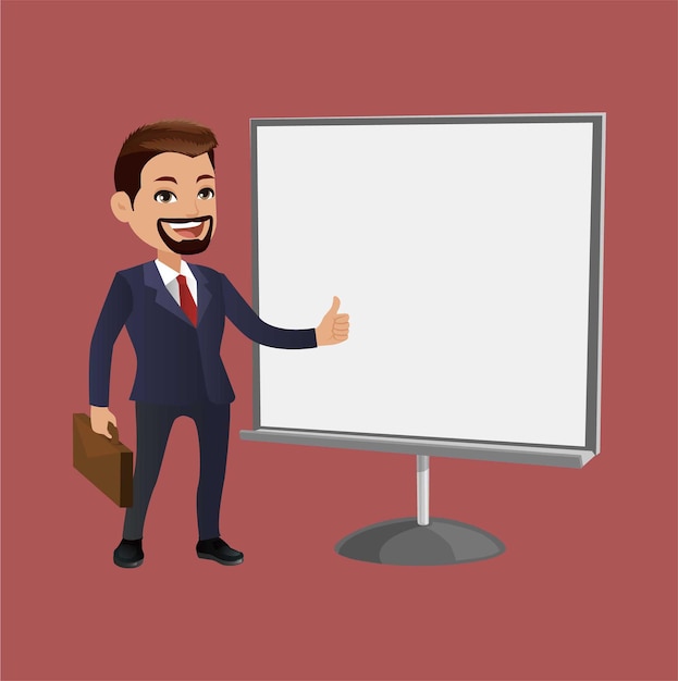 Businessman on presentation character vector design