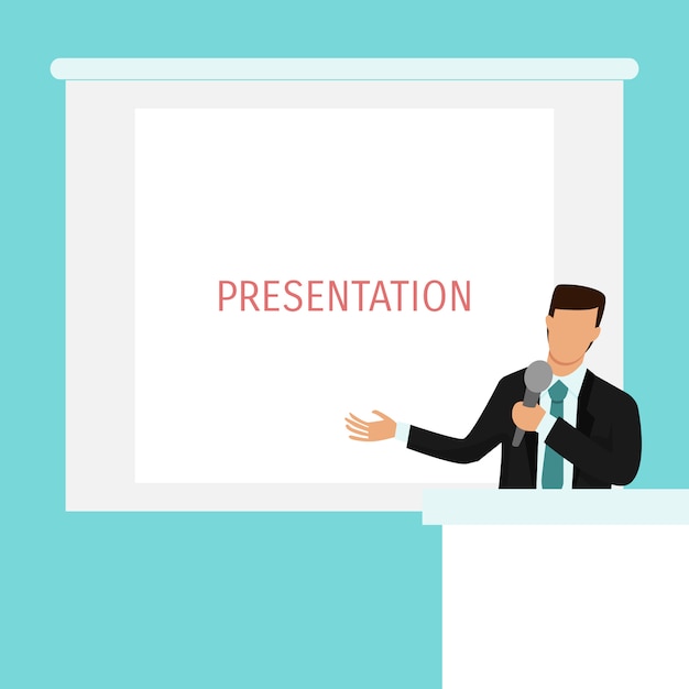 Businessman on presentation illustration.