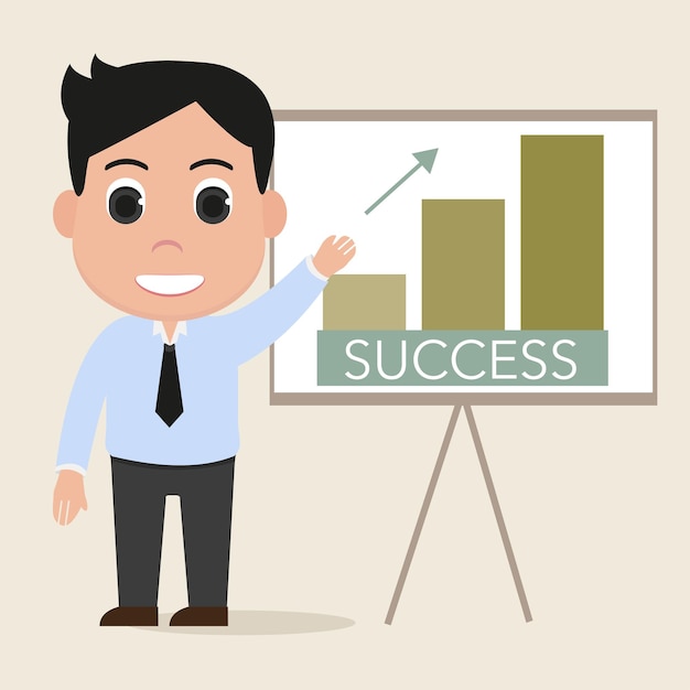 Businessman presentation, success graphic, good sales vector