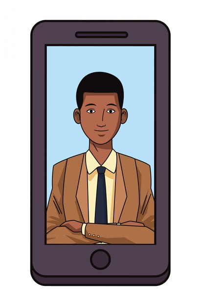 businessman profile picture on a cellphone