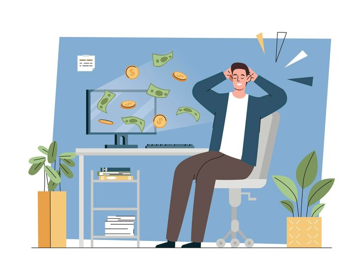 Vector businessman relax in office