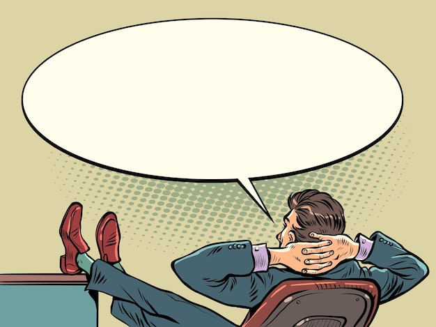 Бизнесмен расслабляется в офисном кресле, думая о новых задачах босса на работе