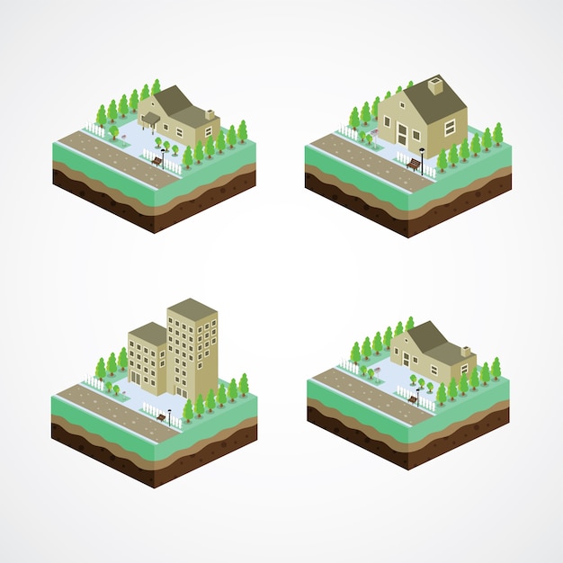 Businessman residential home isometric cartoon