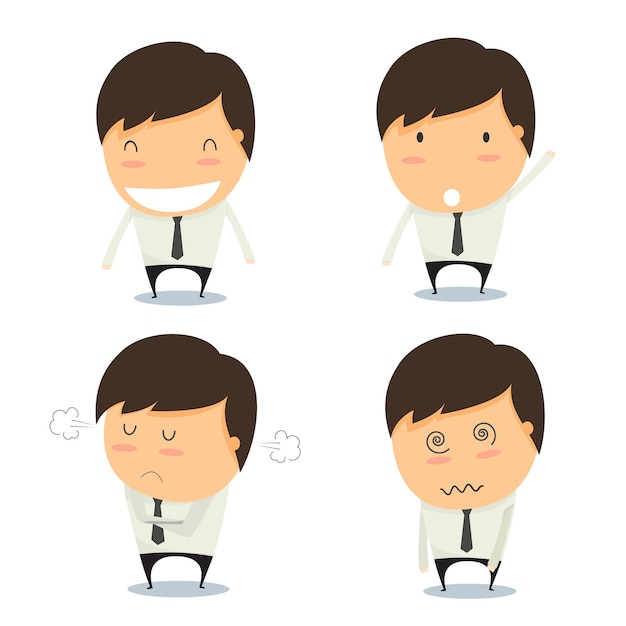 Vector businessman set of characters emoticons cartoon.