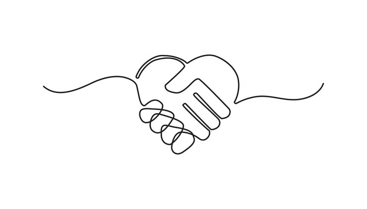 Vector businessman shaking hands continuous one line drawing