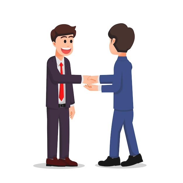 Vector businessman shaking hands with his business partner