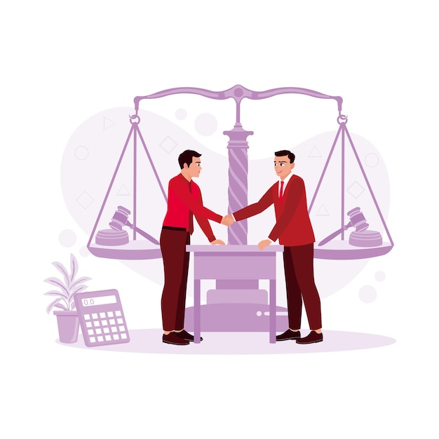 Businessman shaking hands with the lawyer after finding an agreement on the contract Law concept