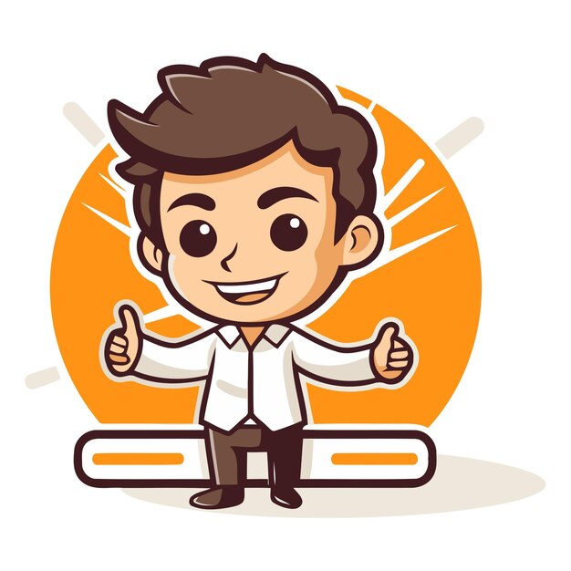 Vector businessman showing thumbs up vector character cartoon illustration