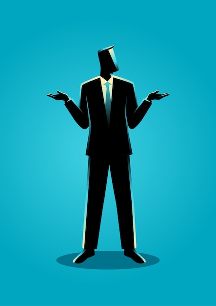 Vector businessman shrugging shoulders