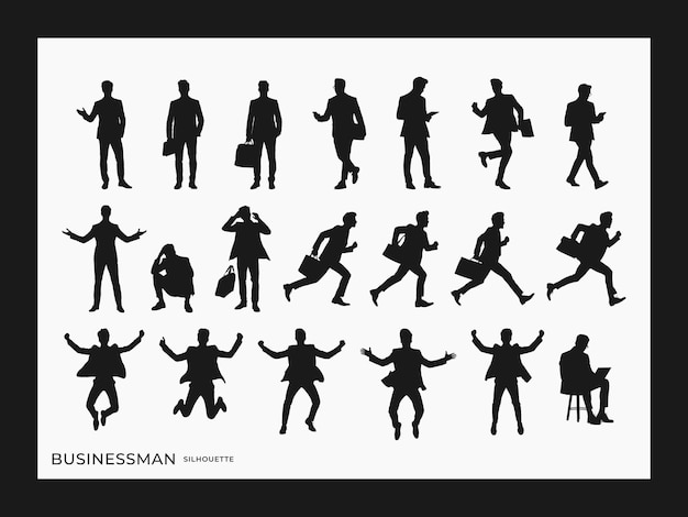 Businessman silhouette set realistic style white background