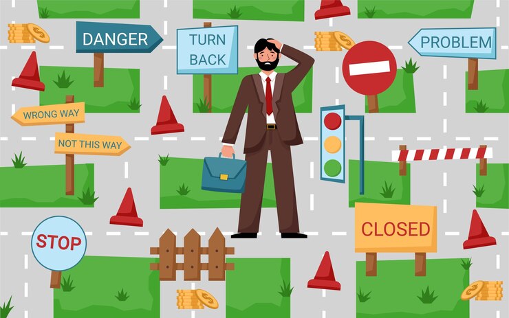 Vector businessman solving problems