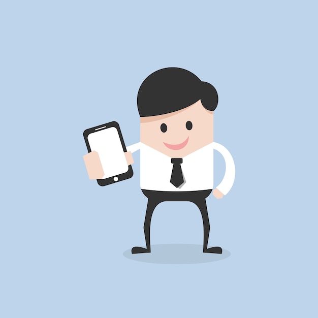 businessman standing show a smarthphone