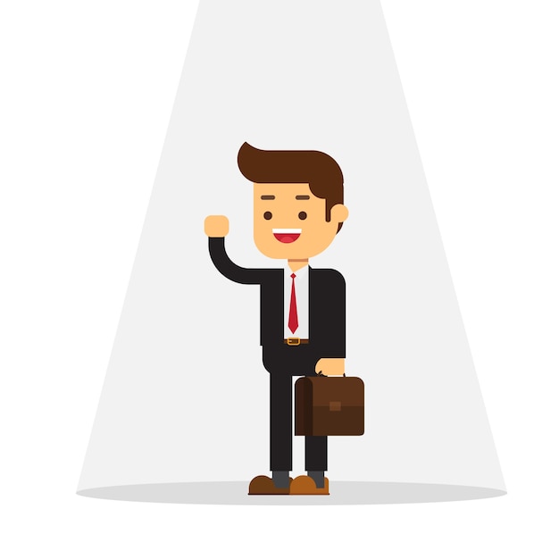 Vector businessman standing in spotlight