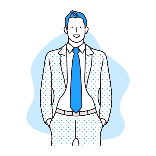 Vector businessman standing with hands in pockets