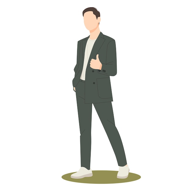 Vector businessman standing with thumbs up isolated illustration