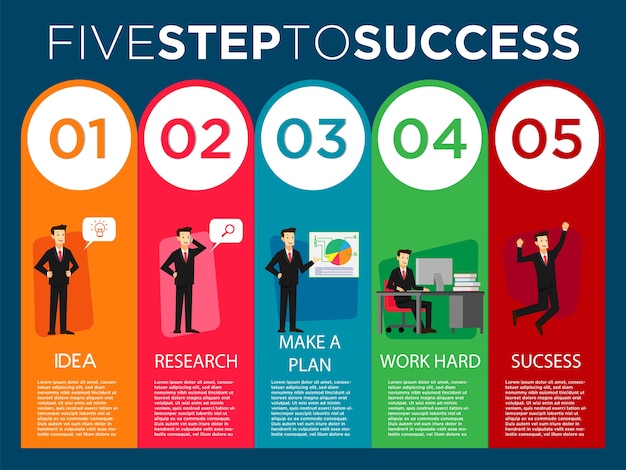 Businessman step to success banner template