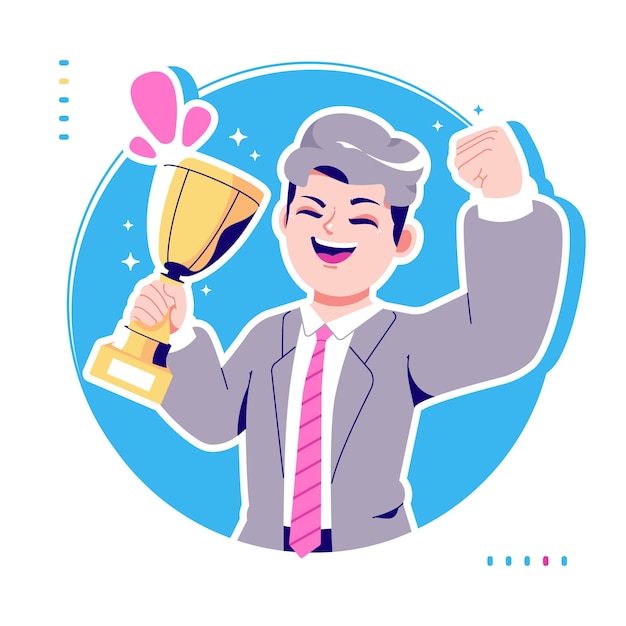 Businessman success trophy concept illustration