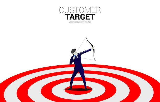 Businessman in suit shoot the arrow on dartboard Concept of perfect recruitment Human Resource put the right man on the right job