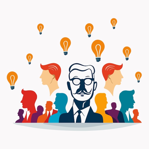 Businessman Surrounded by People in Business Attire vector illustration