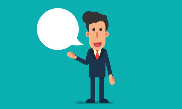 Vector businessman talk with speech bubble