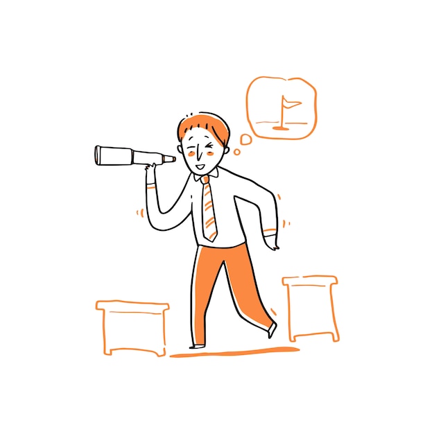 businessman and telescope illustration