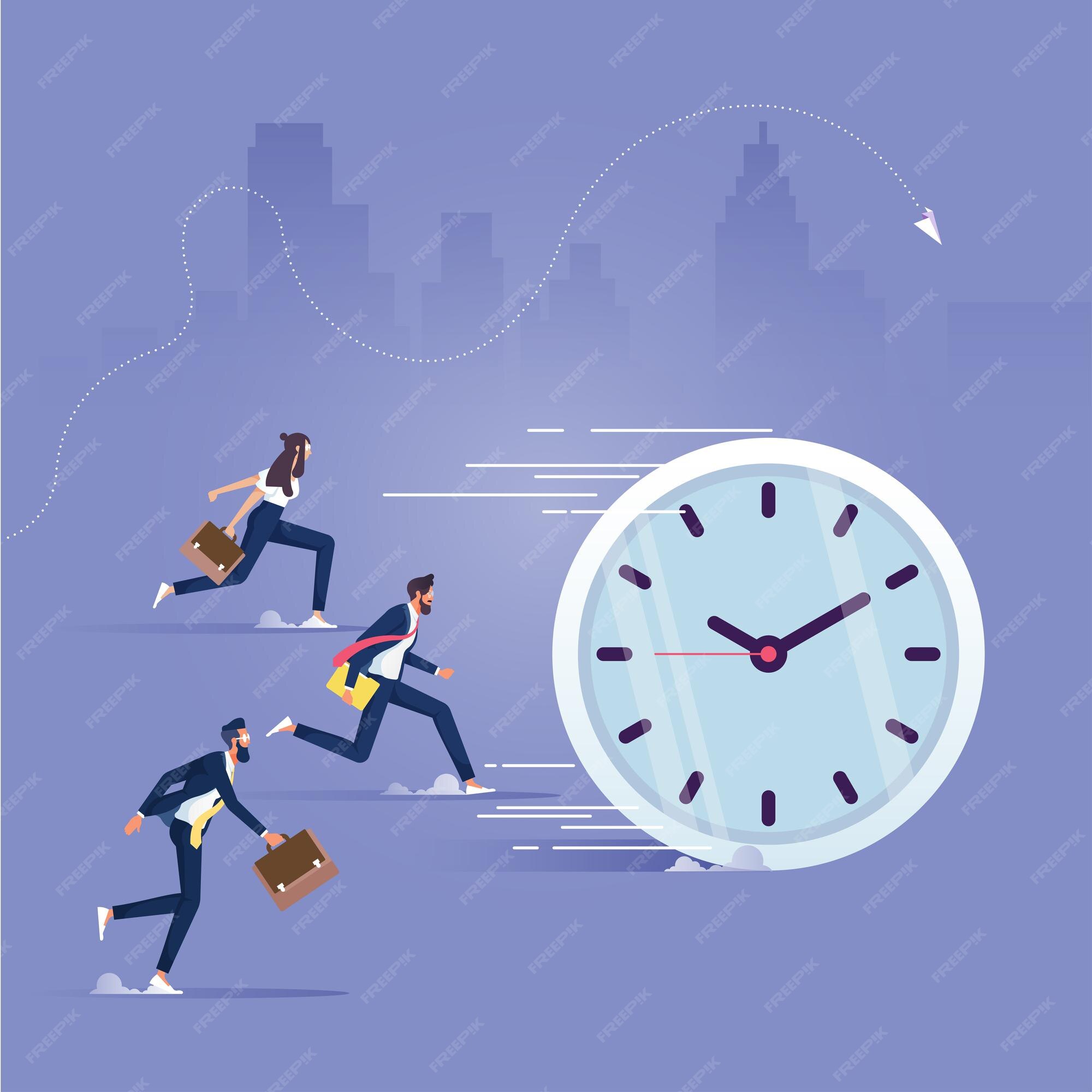 Premium Vector | Businessman and time management, business people run  against time, active, achievement