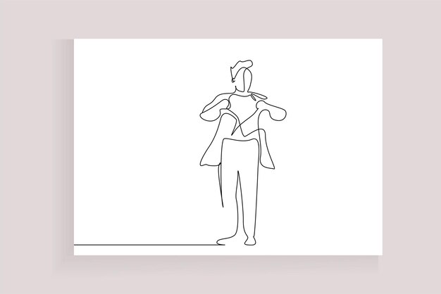 Vector businessman tired bored taking off his shirt line art standing