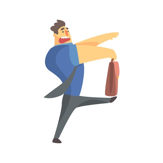 businessman top manager in a short sleeve shirt marching to work office job situation illustration