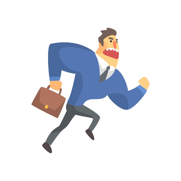 Businessman Top Manager In A Suit Running Late Office Job Situation Illustration