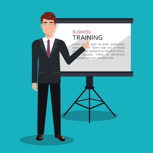 Businessman training process isolated icon design, vector illustration graphic