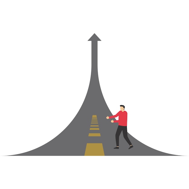 Businessman travel on the road to success graph Vector illustration in flat style