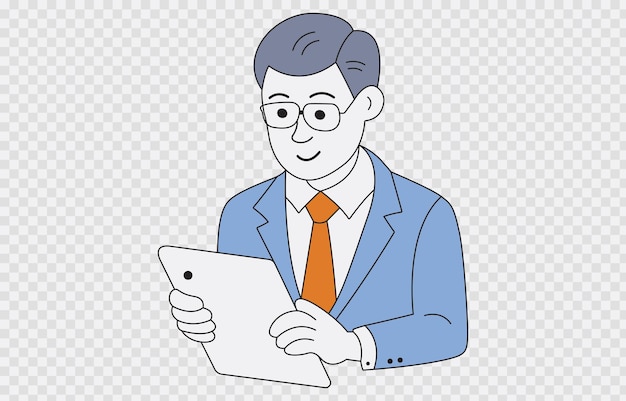 ビジネスマン・ベクトル・アート イラスト 透明な背景と編集可能なストロークで隔離