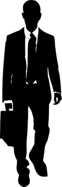 Businessman vector silhouette business person with bag silhouette