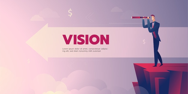 Vector businessman vision banner with text