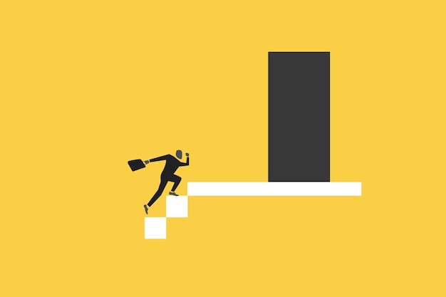 Vector businessman walking on stair step concept of growth promotion opportunity