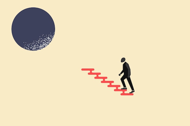 Vector businessman walking on stair step concept of growth promotion opportunity